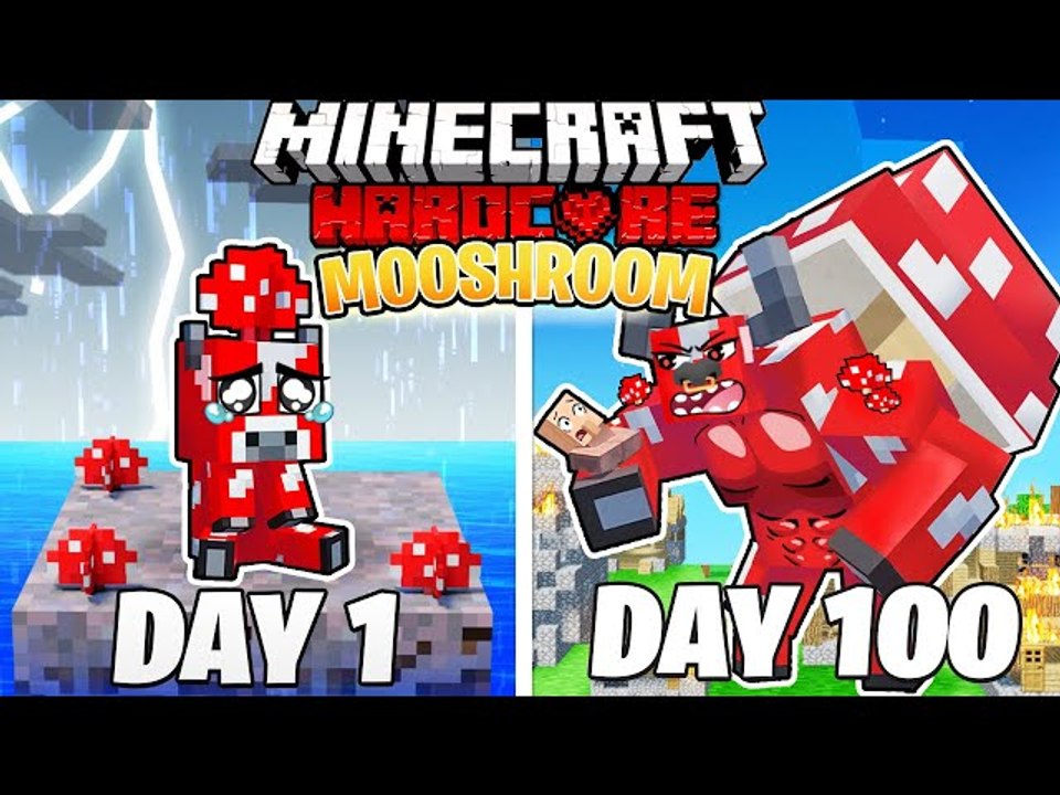 I Survived Days As A Mooshroom In Hardcore Minecraft Video