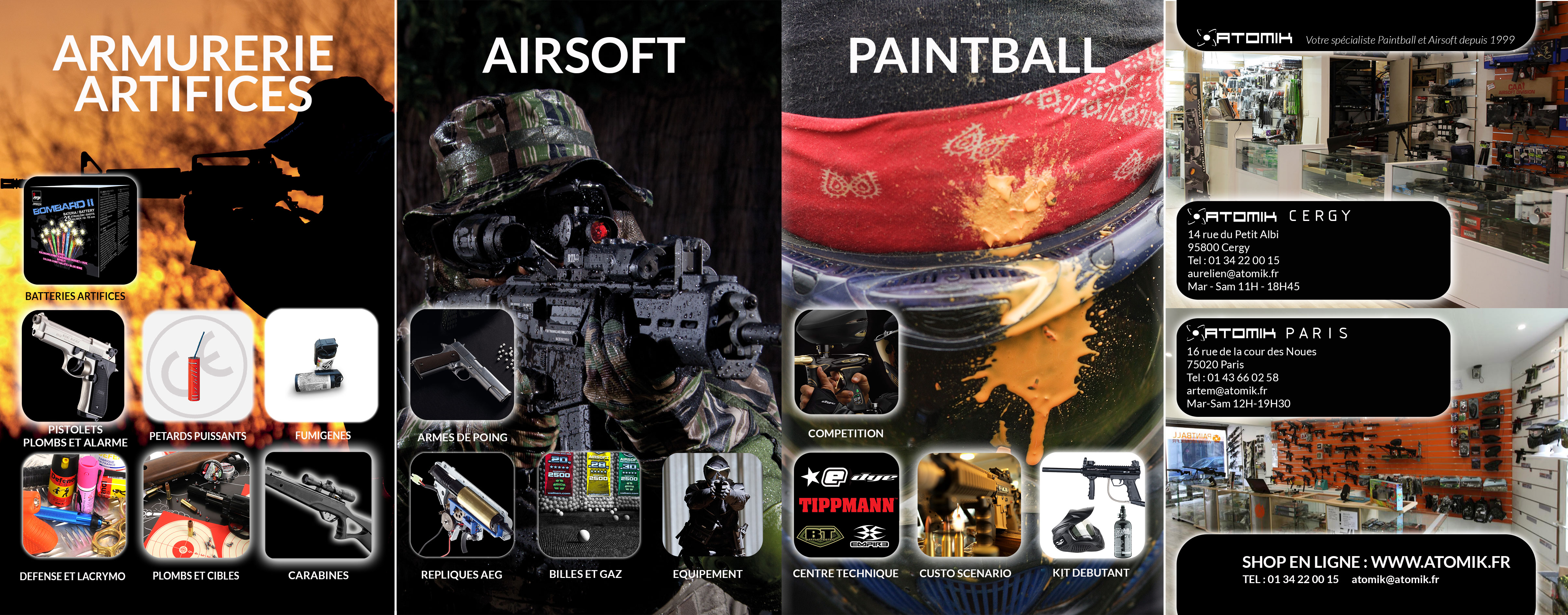 ATOMIK, Paintball, Airsoft, Armurerie et Artifices