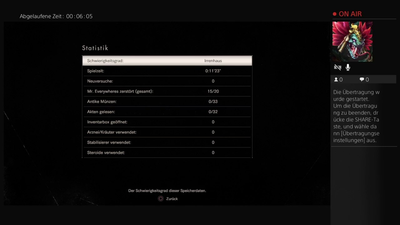 Resident evil 7 ps4 auf Irrenhaus Schwierigkeitsgrad