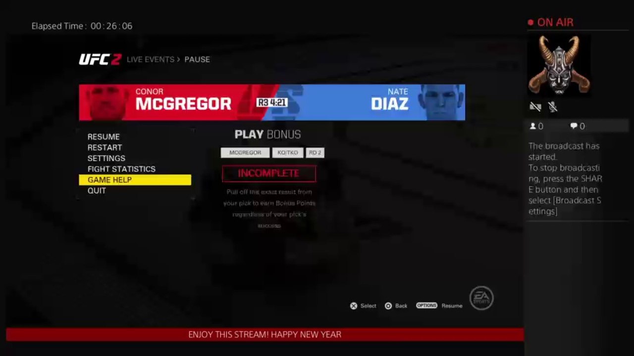 UFC Live PS4 Broadcast