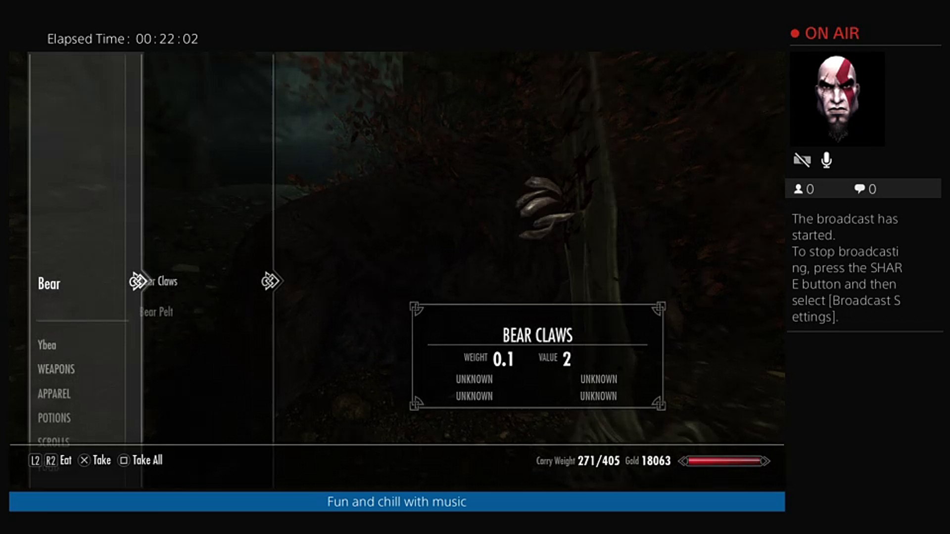 Skyrim Stream today with music