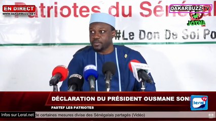 En DIrect -  Le Président de Pastef Ousmane Sonko  s'adresser aux sénégalais
