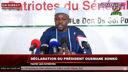 En DIrect -  Le Président de Pastef Ousmane Sonko  s'adresser aux sénégalais