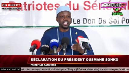 En DIrect -  Le Président de Pastef Ousmane Sonko  s'adresser aux sénégalais