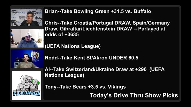 Drive Thru Free Picks Monday NFL Picks NCAAF Picks 11-16-2020