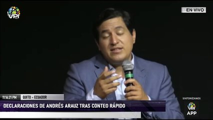 En Vivo desde Ecuador - Declaraciones del candidato presidencial Andrés Arauz tras resultados preliminares