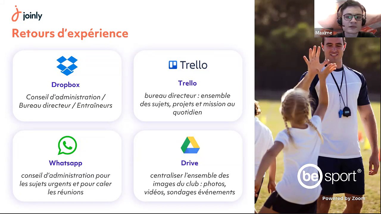 Webinaire Joinly "Tirer parti des outils digitaux lorsqu'on est dirigeant d'un club de sport"