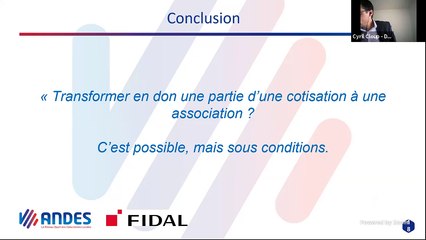 ANDES : Webinaire sur la déduction fiscale des cotisations des adhérents
