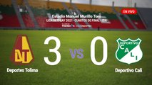 Deportes Tolima vs Deportivo Cali  EN VIVO ONLINE: Liga BetPlay 2021 - Cuartos de final - Ida