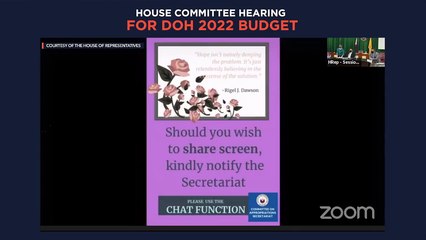 House committee hearing for DOH 2022 budget