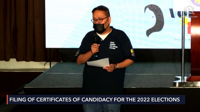 Filing of certificates of candidacy for 2022 Philippine elections | Sunday, October 3