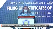 Filing of certificates of candidacy for 2022 Philippine elections | Monday, October 4