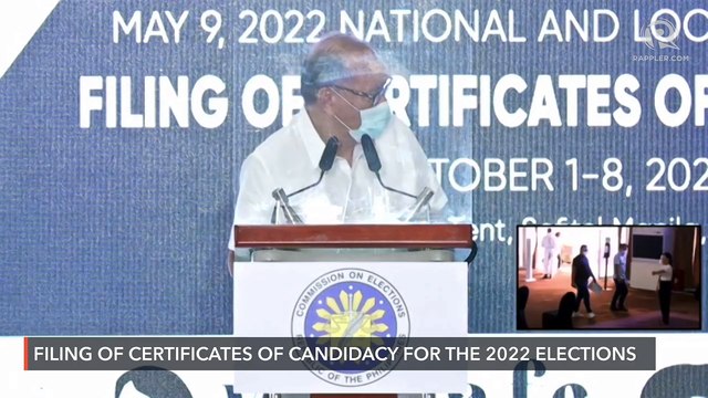 Filing of certificates of candidacy for 2022 Philippine elections | Friday, October 8