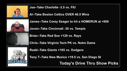 Live Free Picks Drive Thru Show MLB NCAAF Picks 10-8-2021