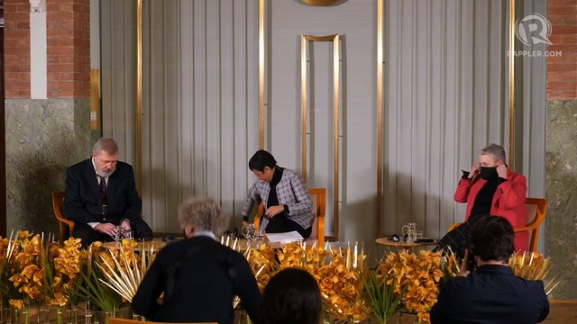 Maria Ressa and Dmitry Muratov hold press conference in Oslo