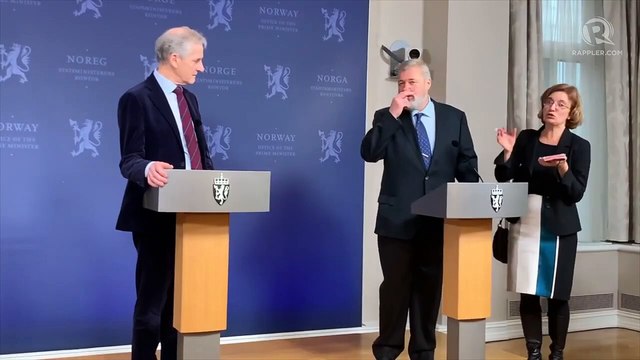 Press briefing: Nobel laureates Maria Ressa and Dmitry Muratov with the Norwegian Prime Minister