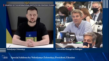 Volodymyr Zelensky addresses the 2022 Shangri-La Dialogue