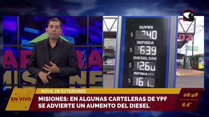 Misiones: en algunas carteleras de YPF se advierte un aumento del diesel