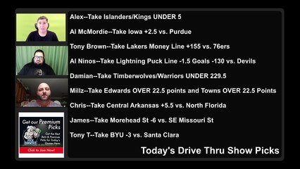 Live Free Picks Drive Thru Show NCAAB NBA NHL Picks 1-27-2022