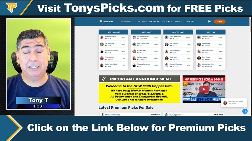 Live Expert NBA NCAAB Picks - Predictions, 2/8/2022 Best Bets, Odds & Betting Tips | Tonys Picks