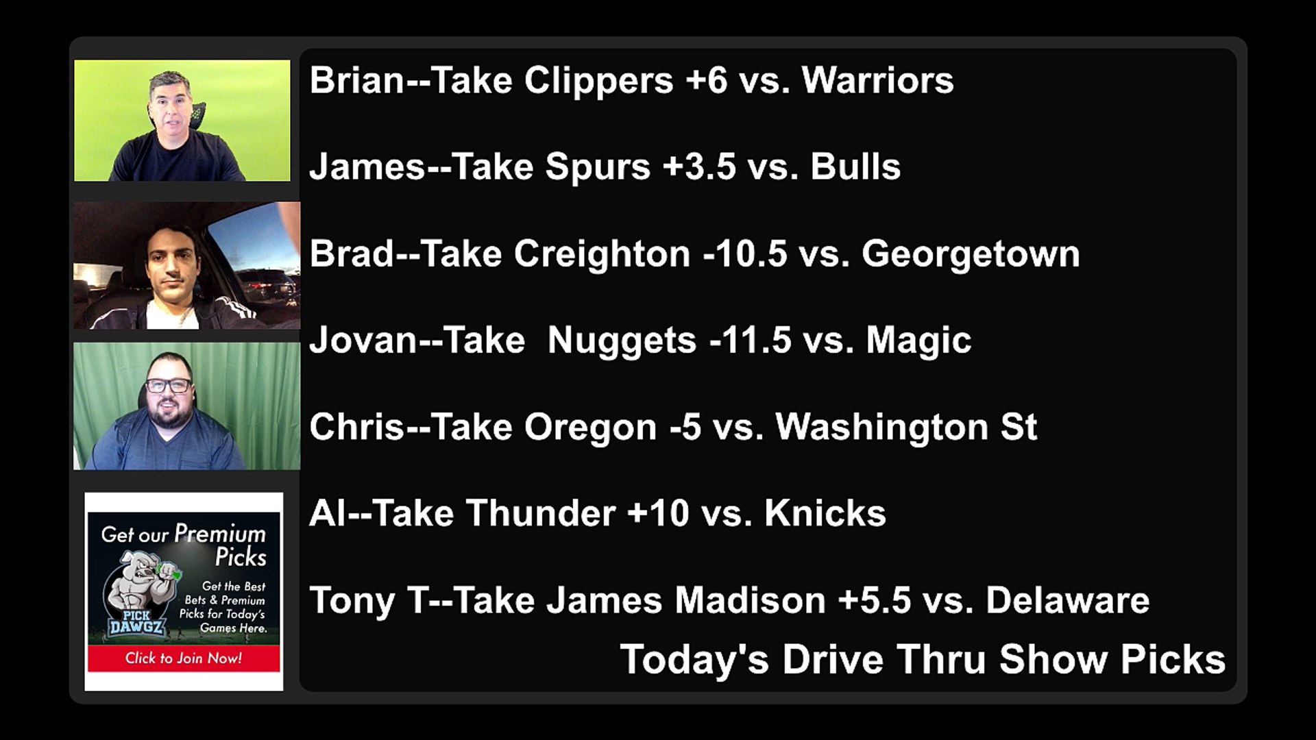 Live Free Picks Drive Thru Show NCAAB NBA Picks 2-14-2022