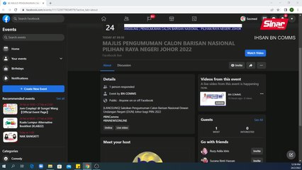 [LIVE] Pengumuman calon Barisan Nasional (BN)  Pilihan Raya Negeri Johor 2022