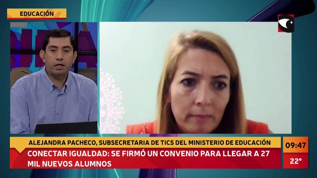 #Educación | Entrevista Alejandra Pacheco, subsecretaría de TIC del Ministerio de Educación sobre Conectar Igualdad y el convenio firmado por el cual llegarán 27.080 notebooks a alumnos, mayoritariamente en áreas rurales.