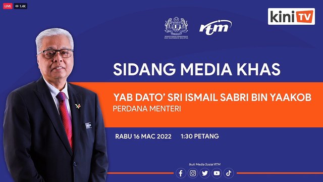 [LIVE 1:30 pm] Sidang media khas Perdana Menteri Ismail Sabri Yaakob