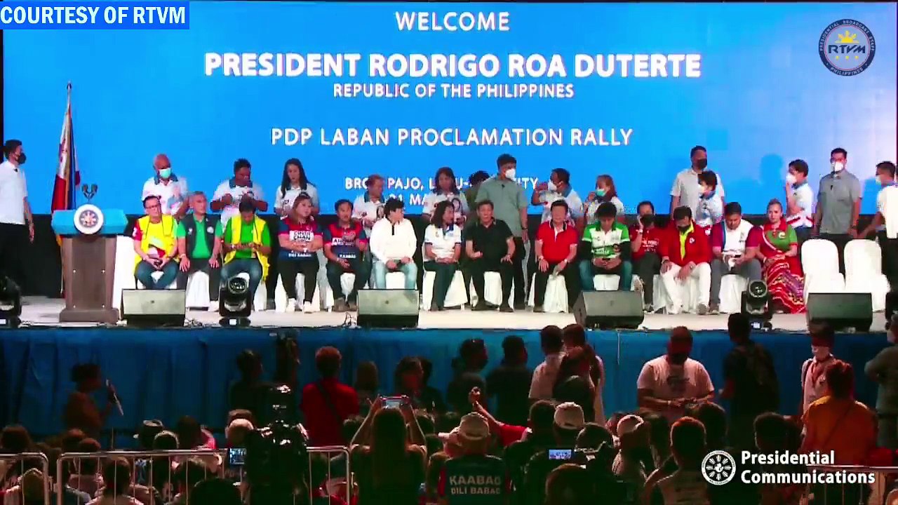 President Rodrigo Roa Duterte joins the officials and members of the National Task Force and Regional Task Force to End Local Communist Armed Conflict (NTF-RTF-ELCAC) & PDP-Laban Proclamation Rally Lapu-Lapu City March 31, 2022