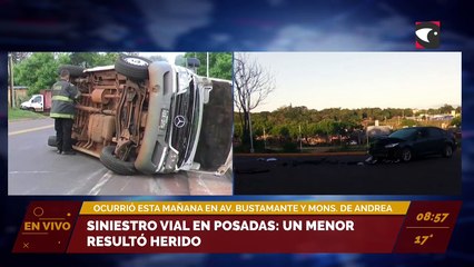 Siniestro vial en Posadas: un menor resultó herido. Ocurrió esta mañana.