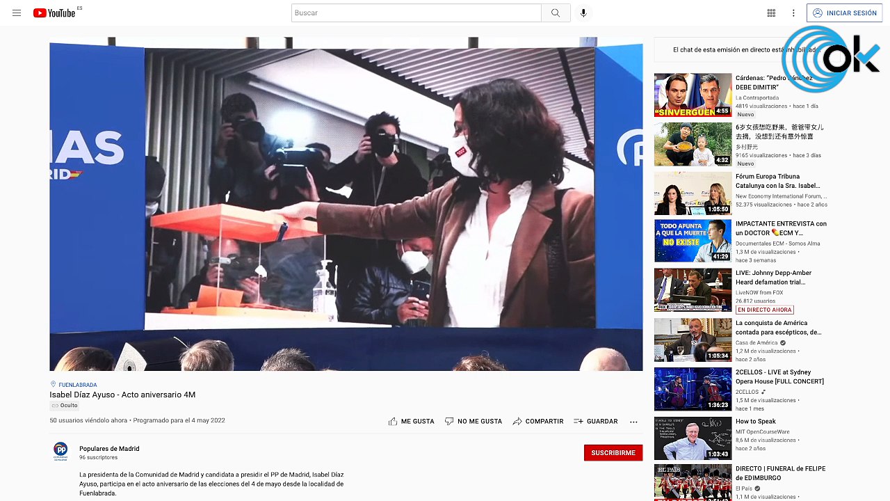 DIRECTO: Isabel Díaz Ayuso participa en el acto aniversario de las elecciones del 4 de mayo