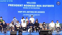 President Rodrigo Roa Duterte graces the Hugpong ng Pagbabago - Hugpong sa Tawong Lungsod (HNP-HTL) miting de avance at the San Pedro Square in Davao City on May 6, 2022.