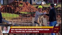 Día histórico en Tobuna: pavimentaron el primer tramo del acceso norte