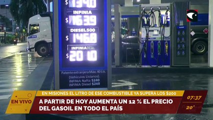 A partir de hoy aumenta un 12 % el precio del gasoil en todo el país