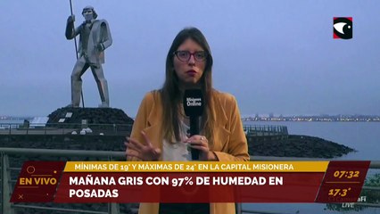 Mañana gris con 97% de humedad en Posadas. Mínimas de 19° y máximas de 24° en la capital misionera.