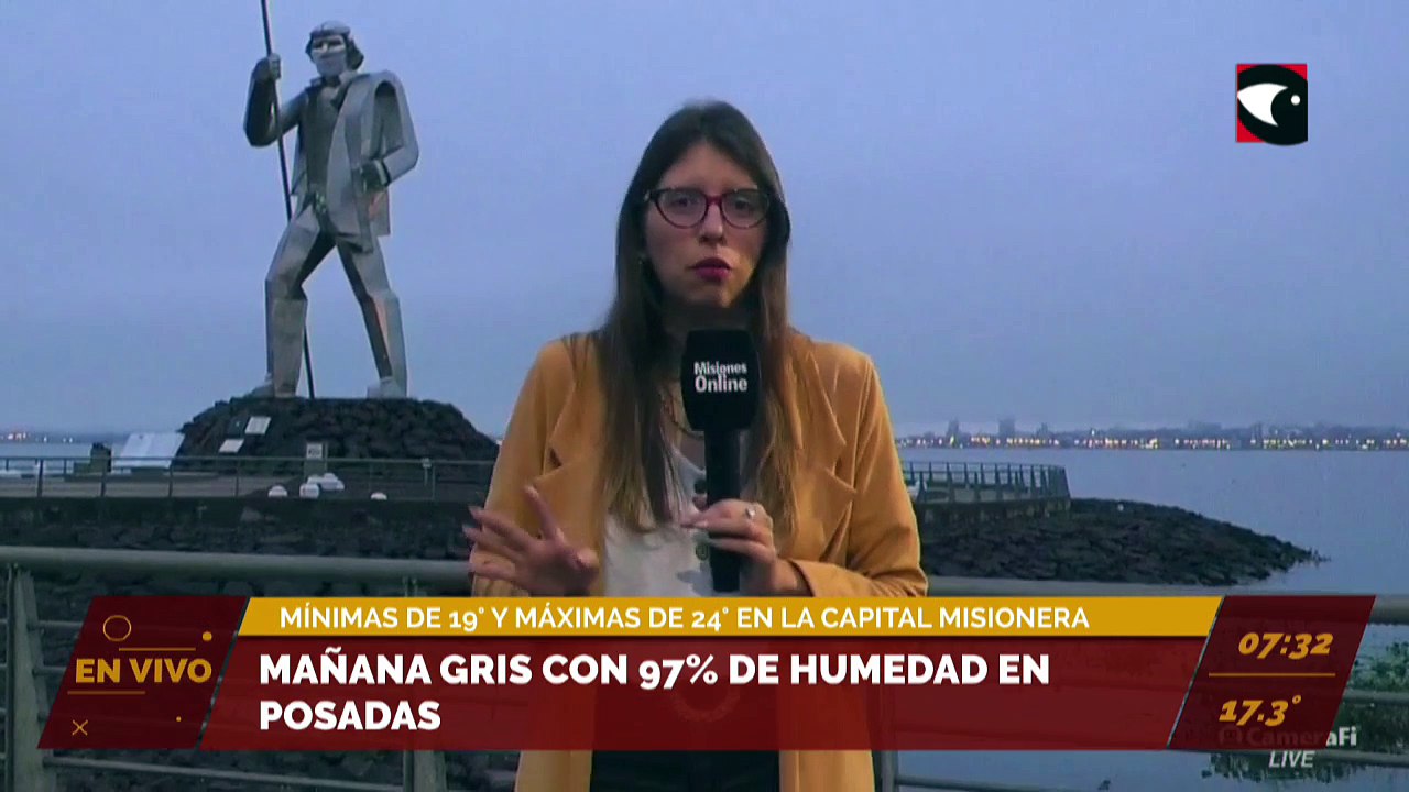 Mañana gris con 97% de humedad en Posadas. Míni...