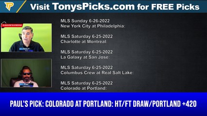 Soccer Picks Daily Show Live Expert MLS Soccer Picks - Predictions, Tonys Picks 6/23/2022