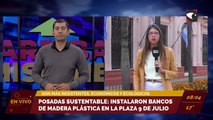 Posadas sustentable: instalaron bancos de madera plástica en la plaza 9 de julio. Son más resistentes, económicos y amigables con el medio ambiente.