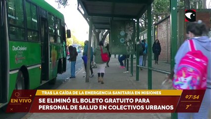 Se eliminó el boleto gratuito para personal de salud en colectivos urbanos. La medida se tomó tras la caída de la emergencia sanitaria en Misiones