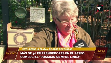 Móvil desde la plaza 9 de julio con el paseo comercial "Posadas siempre linda": más de 40 emprendedores ofrecen sus productos.