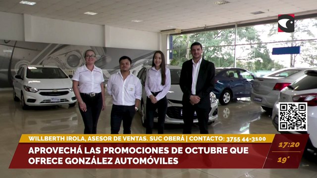 Aprovechá las promociones de octubre que ofrece González Automóviles. Entrevista con Willberth Irola, asesor de ventas de la sucursal de Oberá.