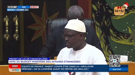 PROJET DE LOI DE FINANCES 2023 Vote du budget Ministère des affaires étrangères