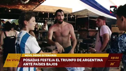 Posadas festeja el triunfo de Argentina ante Países Bajos.