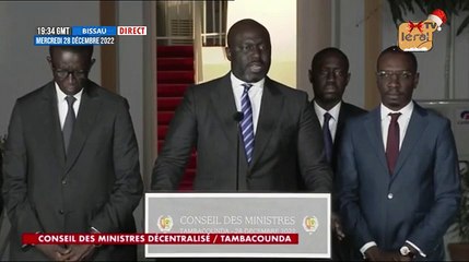 0VOUS SUIVEZ CONSEILS DES MINISTRES DÉCENTRALISE / TAMBACOUNDA - MERCREDI 28 DÉCEMBRE 2022