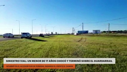 Siniestro vial: un menor de 17 años chocó y terminó sobre el guardarrail