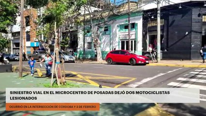 Siniestro vial en el microcentro de Posadas dejó dos motociclistas lesionados