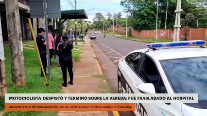 MOTOCICLISTA  DESPISTÓ Y TERMINÓ SOBRE LA VEREDA: FUE TRASLADADO AL HOSPITAL