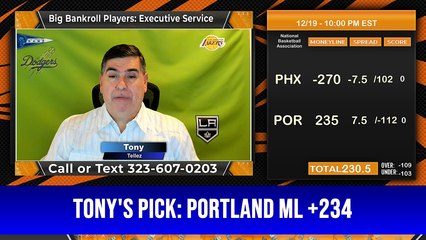 Predictive Modeling— NBA Picks Tonys Picks 12-19-2023
