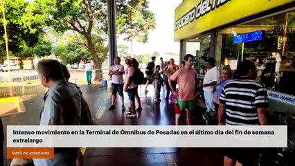 Intenso movimiento en la Terminal de Ómnibus de Posadas en el último día del fin de semana extralargo