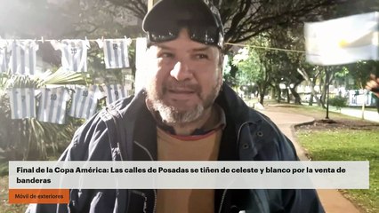 Final de la Copa América: Las calles de Posadas se tiñen de celeste y blanco por la venta de banderas